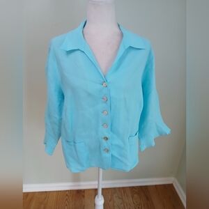 Talbots Irish Linen Vintage Button Front Shirt